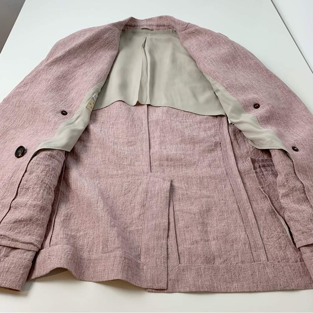 Brunello Cucinelli Linen Blazer Womens Pink Double Breasted Sz 40 Italy - Picture 8 of 16
